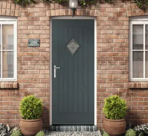 image is of a new front door in grey