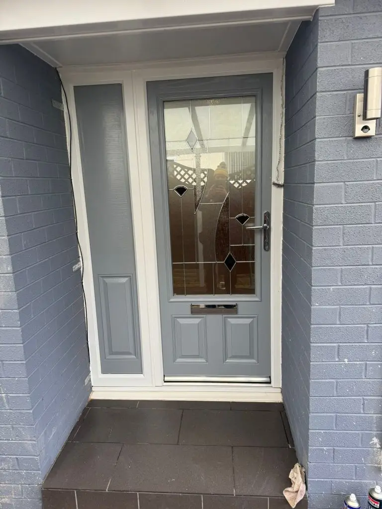 image of a grey front door