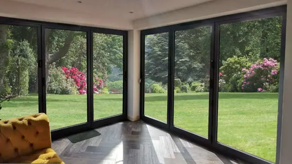 image of new black aluminium bifold doors